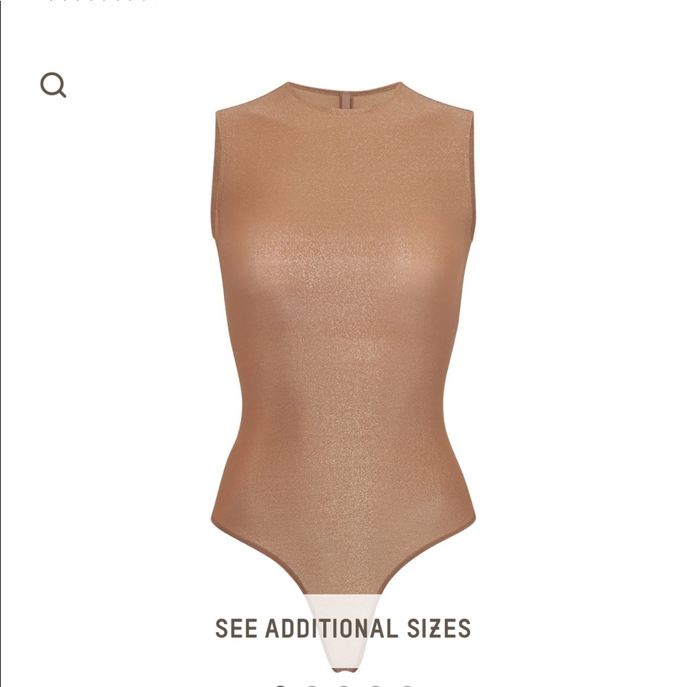 Skims sheer shimmer glisenette crewneck bodysuit color sienna  NWT XL